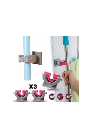 3'lü Çok Amaçlı Mop Fırça Paspas Askı Aparatı