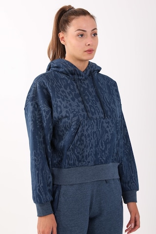 Maraton Sportswear Oversize Kadın Kapşonlu Uzun Kol Basic Navymelanj Sweatshirt 21423-navymelanj
