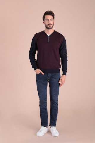Ferraro V Yaka Superfine Yün Kazak - Lacivert Lacivert (390466107) Lacivert
