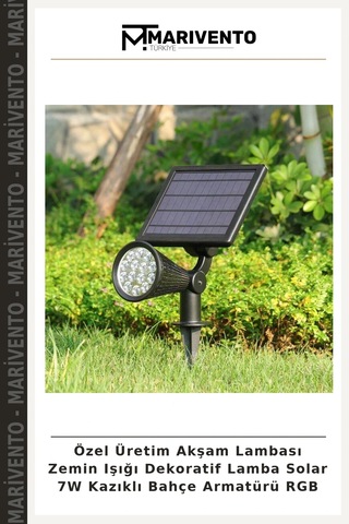 Özel Üretim Akşam Lambası Zemin Işığı Dekoratif Lamba Solar 7w Kazıklı Bahçe Armatürü Rgb