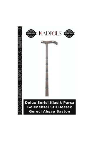 Hadpols Delux Serisi Klasik Parça Geleneksel Stil Destek Gereci Ahşap Baston Kahverengi