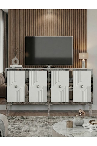 Ka1526bts Pega Konsol Ve Tv Sehpası Beyaz-traverten-silver 150cm