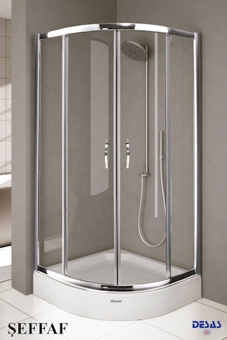 Desaş Shower Teknesiz Oval Şeffaf Desensiz Cam Duşakabin 90 x 90 5 MM Gümüş Desaş Shower Teknesiz Oval Şeffaf Desensiz Cam Duşakabin 90 x 90 5 MM Gümüş