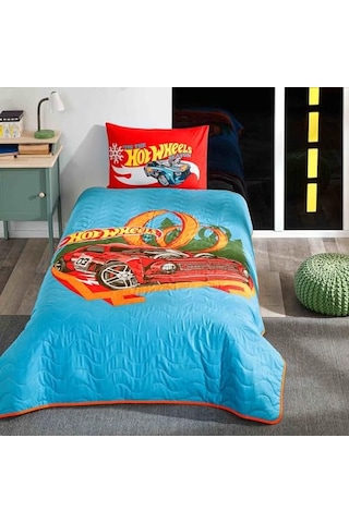 Hot Wheels Çizgi Film Karakteri Pamuk-polyester Karışım Yatak Örtüsü Seti, Çok Renkli, Küçük Tek Kişilik Genel