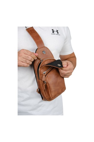 Mft Leather Hakiki Deri Unisex Çapraz Çanta Baggy 6981 Tiguan Taba