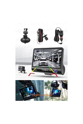 Araç İçi Kamera 4'' Lcd Ekran 3 Kameralı 170 Geniş Açı 1080p G-sensör Gece Görüşlü Uyumlu Yol Kayıt