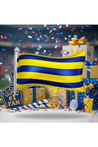 Fener Fb Sarı Lacivert Bayrak Folyo Balon 71x50 Cm Taraftar Parti Dekorasyonu Çok Renkli