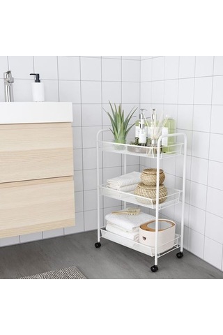 Ikea Hornavan Servis Arabası, Beyaz, 26x48x77 Cm