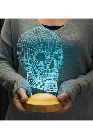 Kuru Kafa Tasarımlı 3D LED Lamba, 3 Boyutlu Kafatası Dijital Artwork Gece Lambası, Kurukafa Gotik Hediye
