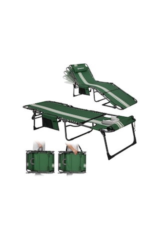 Kingcamp Magnolia B10 Hands-free Premium 7 Kademeli Katlanır Şezlong Green/wht Yeşil