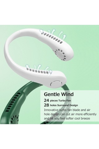 Fortunelane 3 Hızlı Usb Şarjlı 2600mah Bataryalı Boyun Bağlı Bladeless Fan, Serinletici El Fani Beyaz
