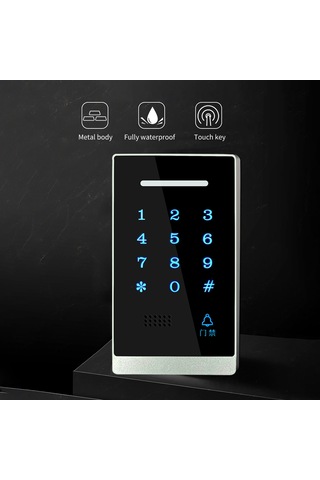 Konesam Siyah Akrilik Abs Erişim Kontrol Paneli - Kart/şifre İle Açma, Mavi Işık, Su Geçirmez, 3 Saniye Hızlı Erişim