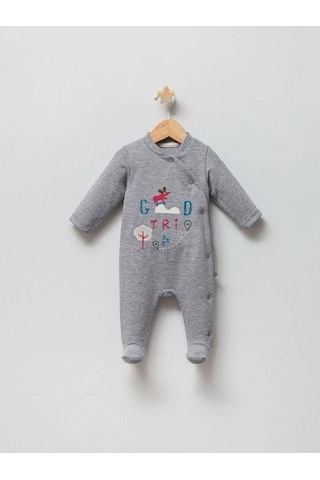 Erkek Bebek Öncen Çıtçıt Kapamalı Patikli Tulum-14941 Gri