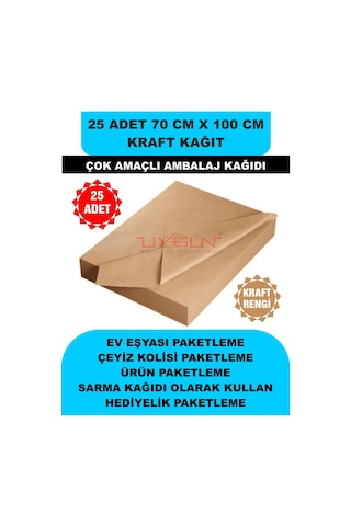 25 Adet 70cm X 100cm 100 Gr. Kraft Ambalaj Kağıdı, Çeyiz Ev Eşyası Hediye Ürün Paketleme, Çocuk Etkinlikleri