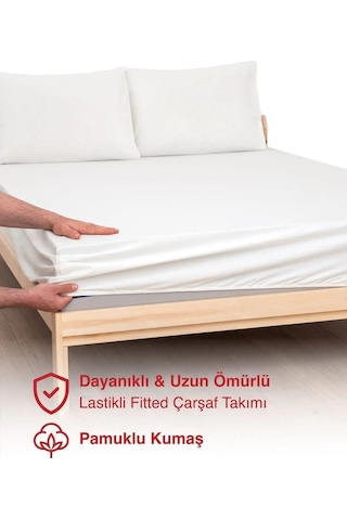 Krem Penye Lastikli Çarşaf Pamuklu Kumaş Tek/çift Kişilik