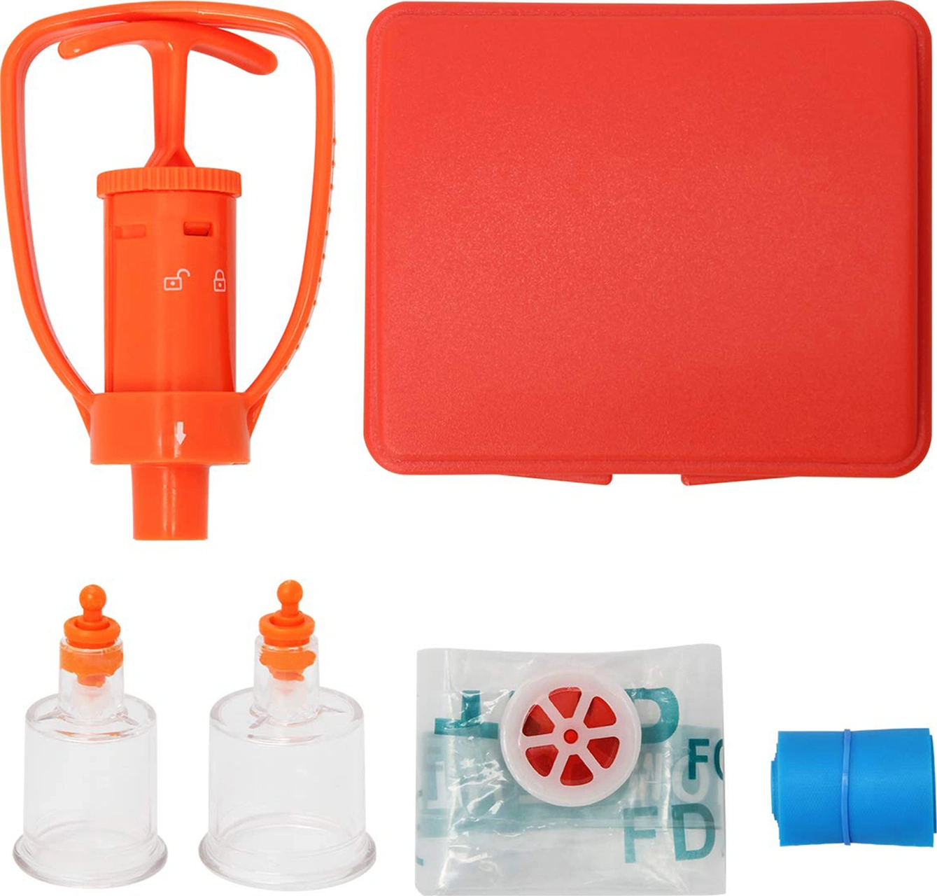 Youtek Kamp-fishing-hiking İçin Yeniden Kullanılabilir Zehir Çekici Seti: Alevli Arı, Yılan, Örümcek İçin Pompalı Çekici, Cpr Maskesi Ve Turuncu Kırmızı