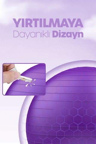 65 Cm Pilates Topu Ve Pompa Seti 155-170 Cm Boy İçin Uygun Dayanıklı Anti-slip Mor