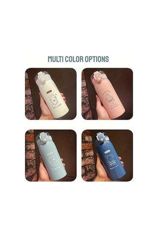 Trendooze Gaojunshop01 Pembe 500ml Paslanmaz Çelik Termos Matara, Pratik Pipetli Tasarım Pembe