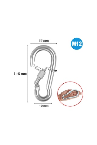 Badem10 Karabina Kilitli 12 Mm Yaylı Kanca Paslanmaz Çelik Kilit Tırmanma Dağcılık Kamp Ekipmanları Salıncak Ham