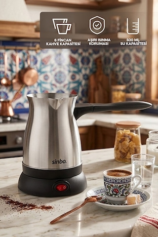 Sinbo SCM-9038 500 ML Paslanmaz Çelik Cezve Türk Kahve Makinesi