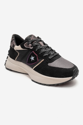 Luvishoes Bıella Siyah Süet Desenli Kadın Sneaker Siyah
