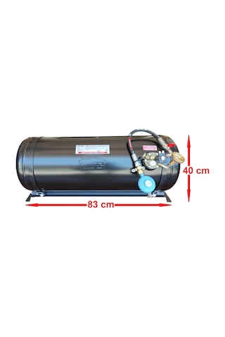 Karavan Lpg Tankı Yatay 60 Litre Tak Kullan Hazır Set Siyah