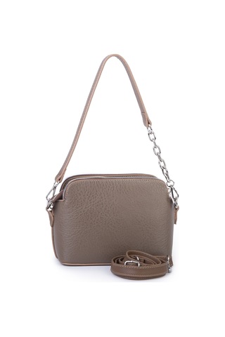 Nas Bag Kadın Sade Şık Omuz Ve Çapraz Zincirli Ve Uzun Çift Askılı 20x15 Cm Vizon Victoria