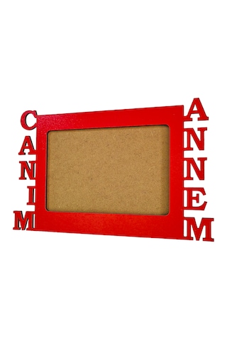 Anneler İçin Kırmızı Ahşap Fotoğraf Çerçevesi Canım Annem