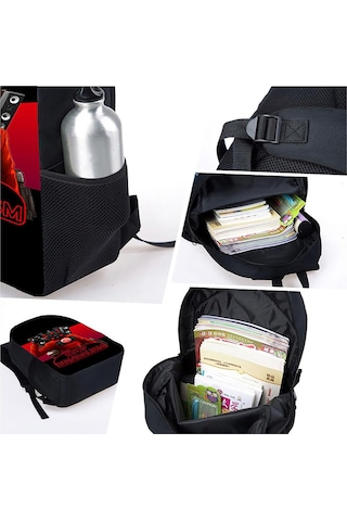 Öğrenci Sırt Çantası Karikatür Sırt Çantası Üç Parçalı Sırt Çantası Omuz Çantası Kalem Kutusu Çanta, 42x29x16cm Çanta 42x29x16cm Siyah