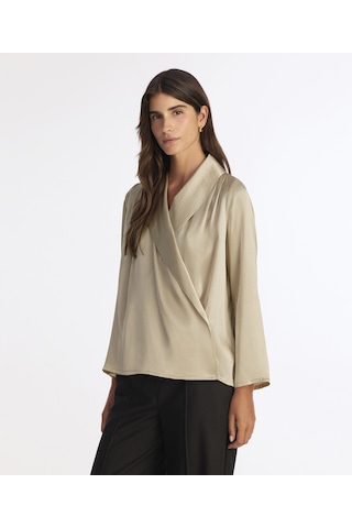 Yargıcı Geniş Şal Yaka Uzun Kol Gömlek 25kkgm6051p 002 Beyaz