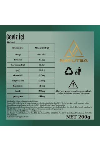 Natutea Ceviz İçi 200 G Kuruyemiş 200 G