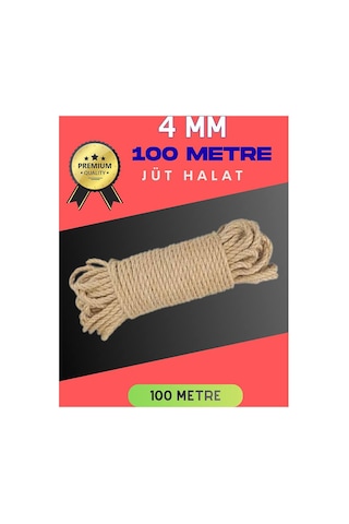 4 Mm 100 Metre Jüt Halat Dekoratif Hasır İp Urgan Süs Evimdeyokyok