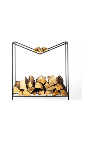 Odun Rafı Metal Tasarım Şömine Yanı İki Katlı Odunluk