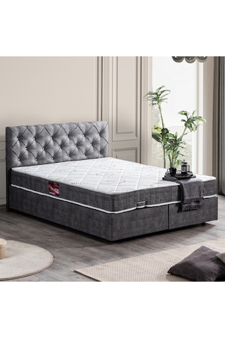 Setaymobilya Baza, Çift Kişilik Eylül Antrasit Baza+Başlık+Comfort Yatak Seti