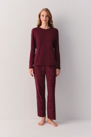 Suwen Pamuklu Comfort Pijama Takımı Sh26405660020 Bordo