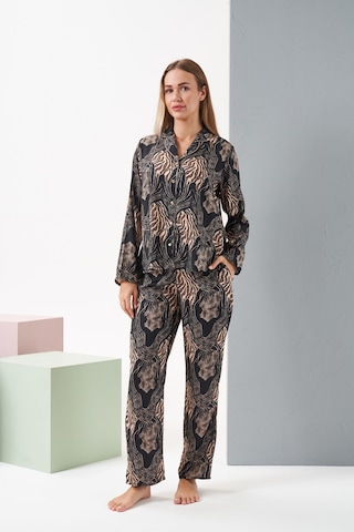 Relax Mode Kadın Siyah/leopar Pijama Takım - 28039r