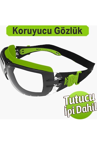 4Riders Buğulanmaz İpli İş Güvenlik Gözlüğü Lazer Uv Koruyucu Toz Korumalı Gözlük Silikon Kulaklık Şeffaf