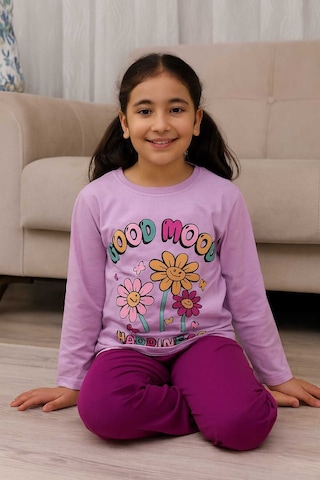 Kız Çocuk Pijama Takımı %100 Pamuk Çok Renkli