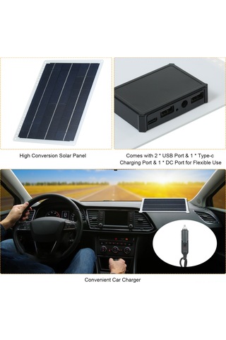 Springsun 20w Taşınabilir Güneş Paneli Seti: Usb-c, Dc Port Ve Şarj Cihazı İle İç Ve Dış Mekan Kullanımı İçin Ip65 Suya Dayanıklı