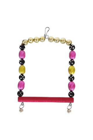 Markapet Boncuklu Ve Tünekli Kare Kuş Salıncağı 10 Cm-13 Cm Renkli