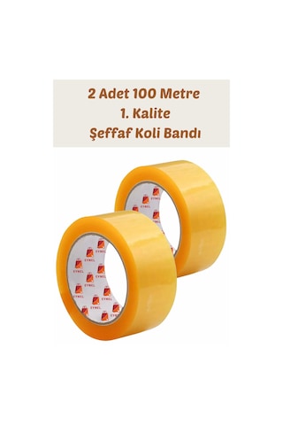 2 Adet 100 Metre Hotmelt Koli Bandı 1. Kalite Şeffaf Renkli, Güçlü Yapışkan, Kağıda Yapışır 2