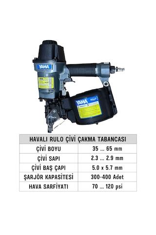 Yama YAT-CN65 Havalı Rulo Çivi Çakma Tabancası