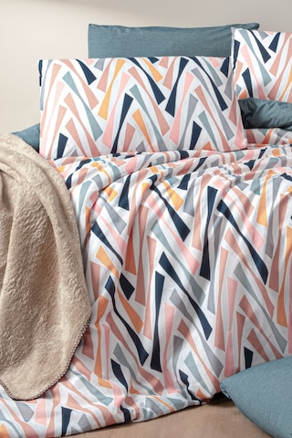 Lastikli Çarşaflı Tek Kişilik Nevresim Takımı Shap Petrol Yeşili - Somon