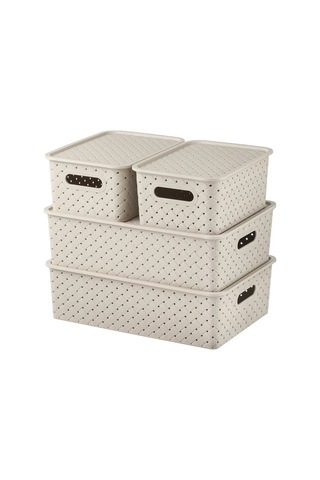 El Casa Kapaklı Saklama Sepeti, 4 Adet 19877477 Kahverengi-gri