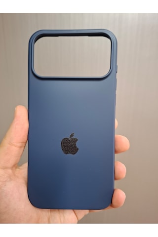 Apple Uyumlu iPhone 17 Pro Max Logolu İçi Kadife Silikon Lansman Kılıf Lacivert