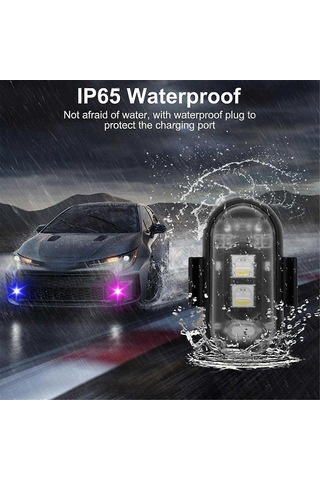 Uzaktan Kumandalı 4 Adet Kablosuz Led Strobe Işık, 8 Renk Usb Şarjlı Su Geçirmez Uyarı Işıkları - Mükemmel Diğer