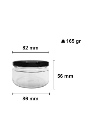 230 Ml Metal Siyah Kapaklı 230 Cc Cam Konserve Kavanoz 18 Adet