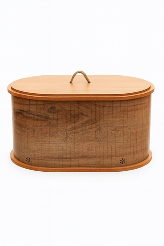 Dekorasyaa 2 Bölmeli Patates Soğanlık - Bambu - Oval Natural Desen Ahşap