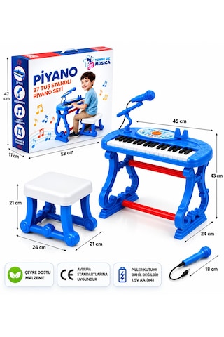 37 Tuş Piyano Seti 8 Farklı Demo Şarkı Enstrüman Ritim Pil İle Çalışır Piller Kutuyu Dahil Değildir Piyano 0.875 Mm