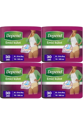 Depend Emici Külot Kadın Hasta Bezi Orta Boy M 4 x 30'Lu